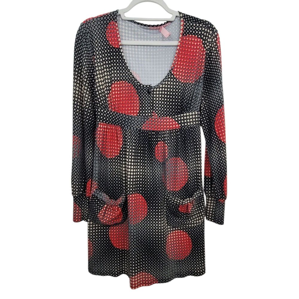 Shyde Retro Pattern Scoop Neck Mini /Tunic Dress No Size Or Fabric Tag